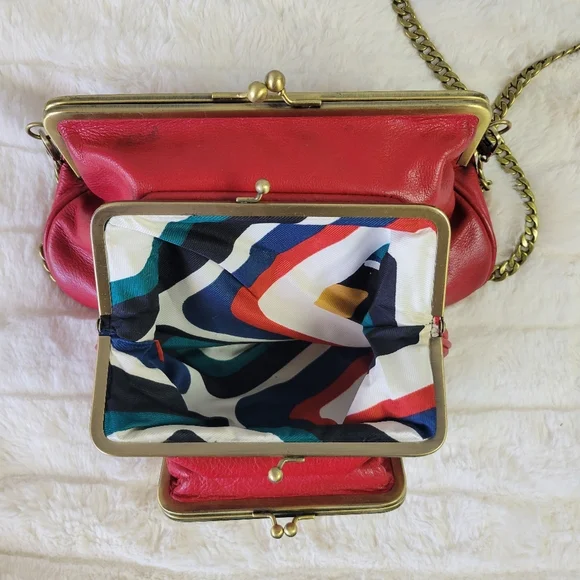 HAYDEN-HARNETT // ltd ed leather gold detail 3 kiss lock chain strap bag